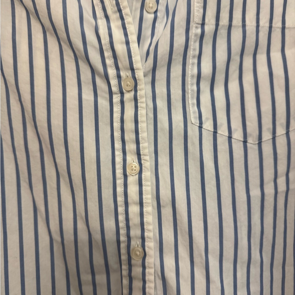 GAP Classic Blue and White Striped Poplin Shirt - Picture 3 of 5